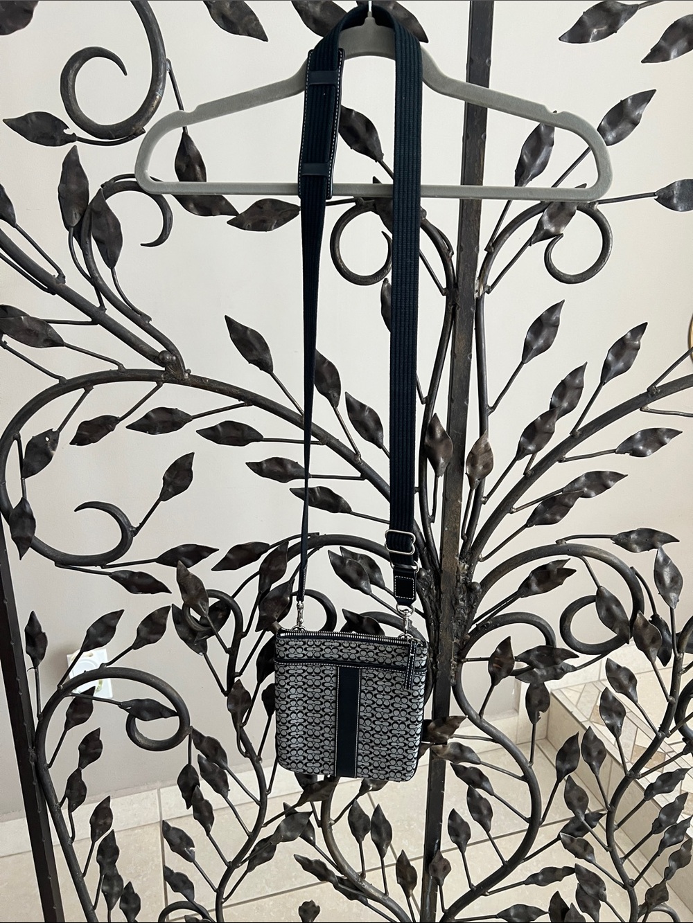 Coach Signature Pattern Crossbody Bag in Black and Gray - Unbranded